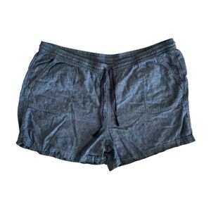 Eddie Bauer XXL Women’s Shorts Blue Pockets Loose Fit Elastic Waist Linen Rayon